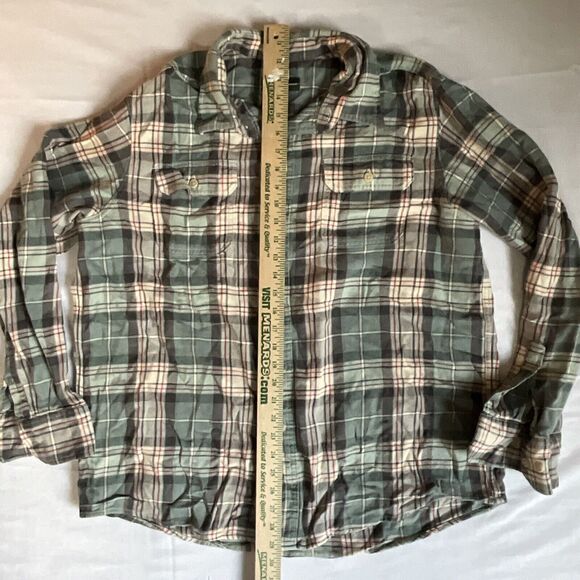 Eddie Bauer Seattle Button Front Long Sleeve Flannel Shirt Green Plaid Men’s XL - Picture 3 of 7